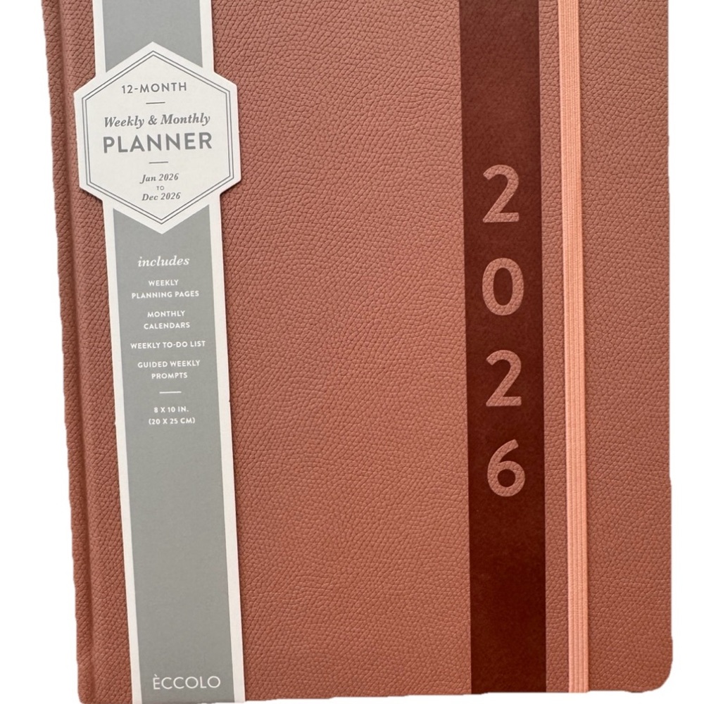 Eccolo Planner 2026 12-Month Weekly & Monthly Planner 10x8” Brown